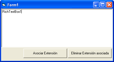 vista del formulario de ejemplo paar asociar la extensión al ejecutable