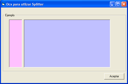 Vista del ejemplo en Visual basic para utilizar Splitter en formularios