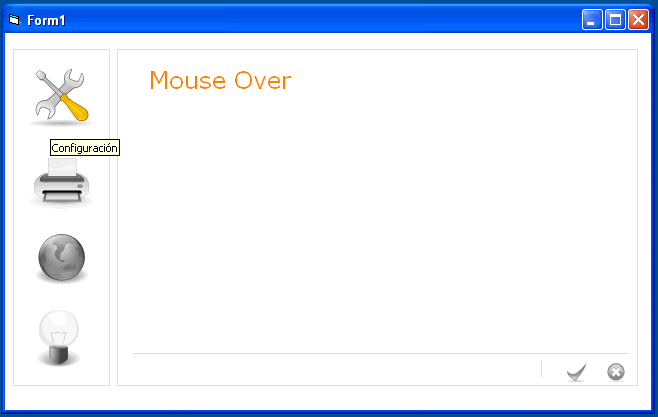 vista del formulario con los botones para hacer el mouseover