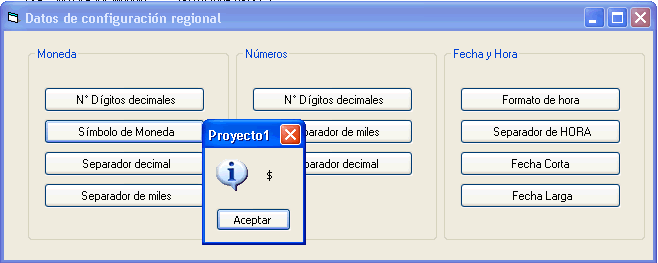 vista del formulario de ejemplo con los botones para cada opción que recupera los datos de la configuracion regional de windows