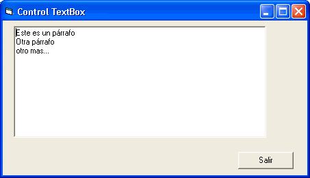 Vista previa de un control TextBox de Visual Basic