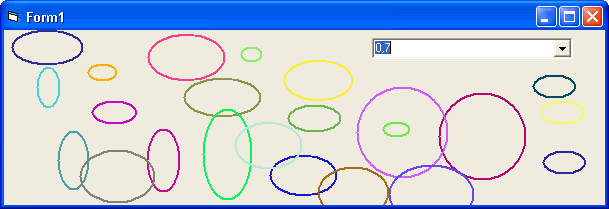 vista del ejemplo para dibujar elipses mediante el parámetro aspecto del método Circle