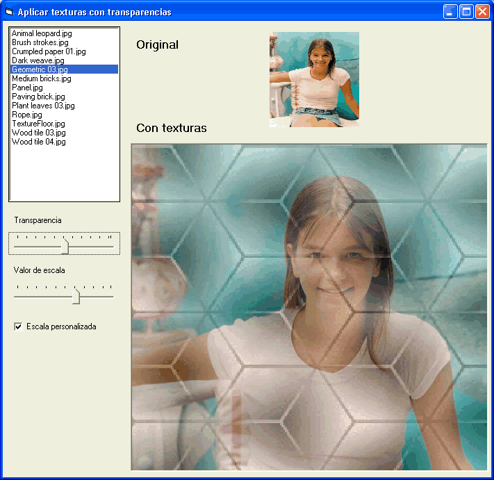 vista previa del ejemplo para aplicar texturas con transparencias en controles con Hdc