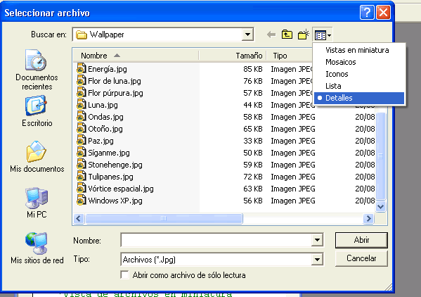 Commondialog con los otros tipos de vistas