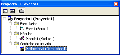 ista de la ventana de proyectos de Visual basic